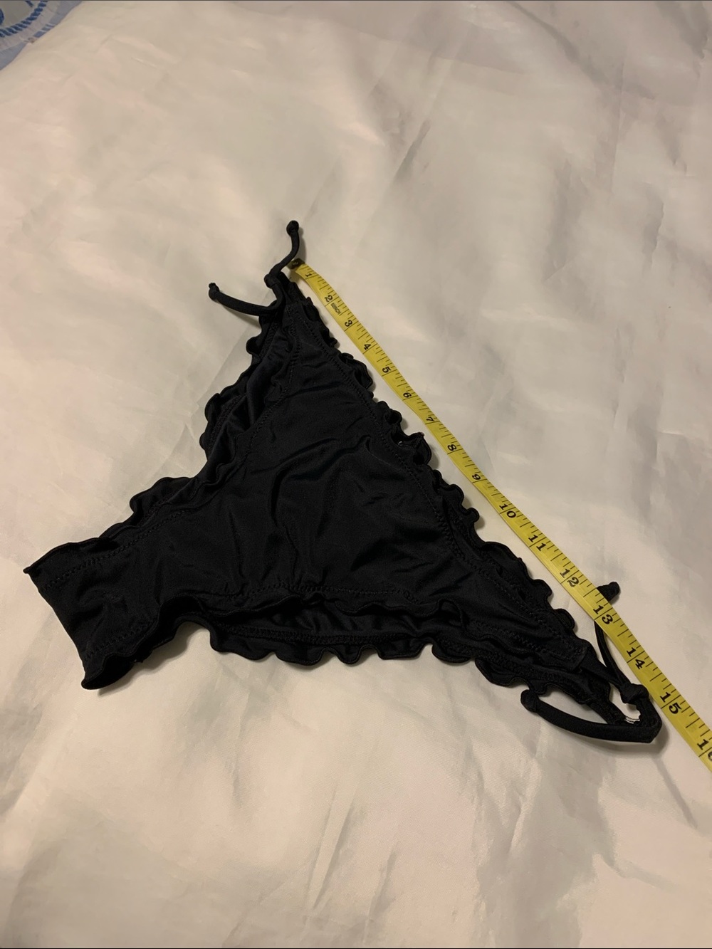 Relleciga Black Ruffle-Side tie Bikini Bottom